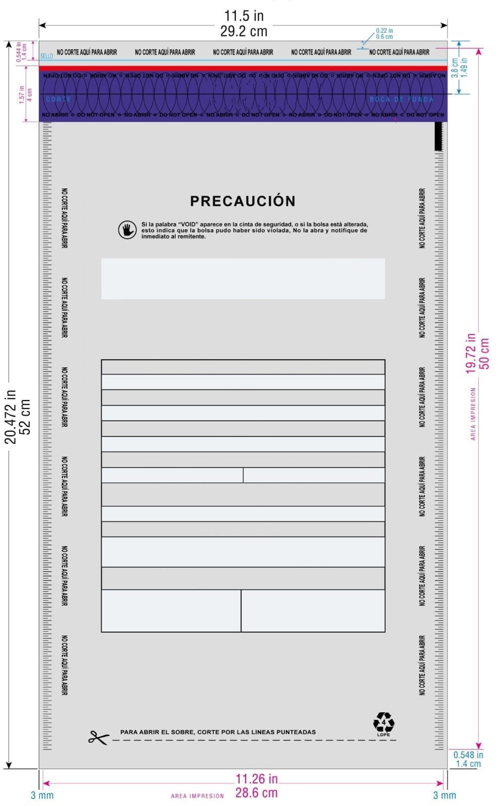 AJ30133 BOLSA DE SEGURIDAD GR. 50X25 CM PAQ. 50 UND.