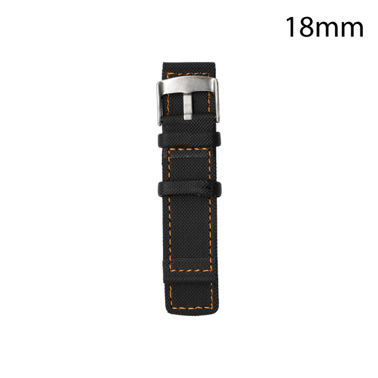 RJ70141 CORREA NEOPRENO NEGRA COST.NARANJA VALENCIA 18 MM