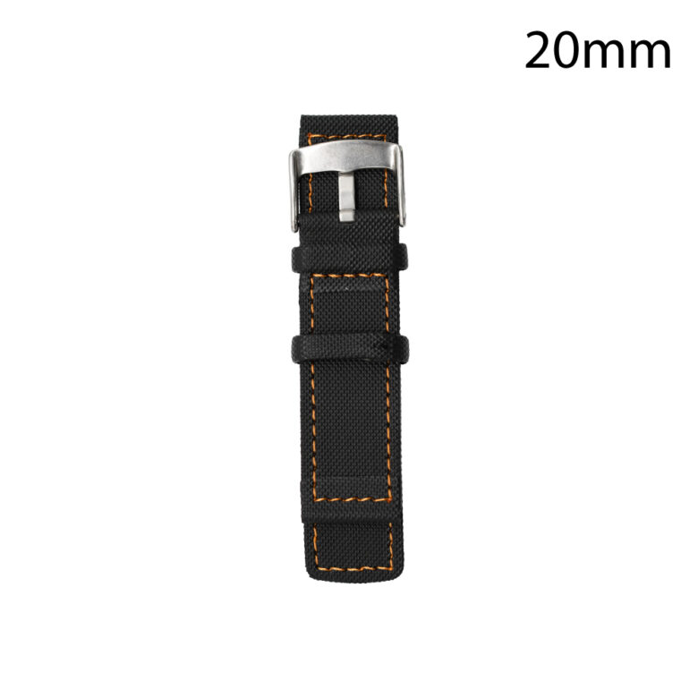 RJ70142 CORREA NEOPRENO NEGRA COST.NARANJA VALENCIA 20 MM