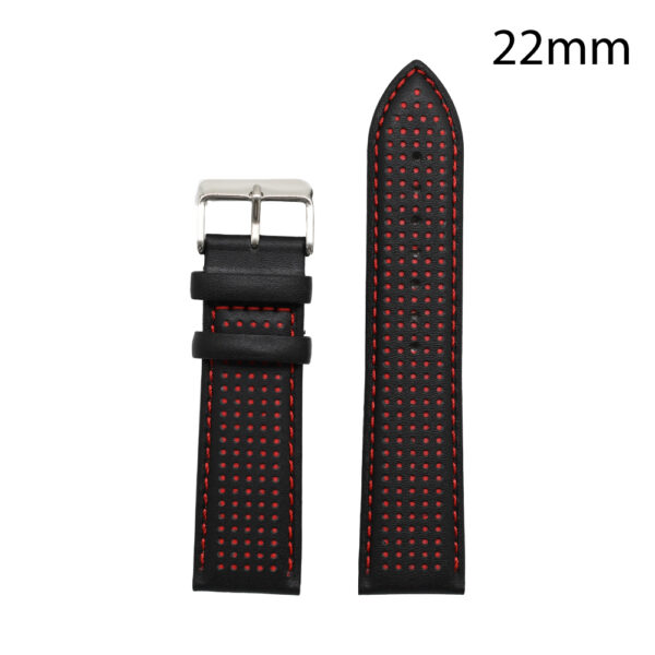 CORREA PIEL NEGRA COST.ROJA CADIZ 22 MM